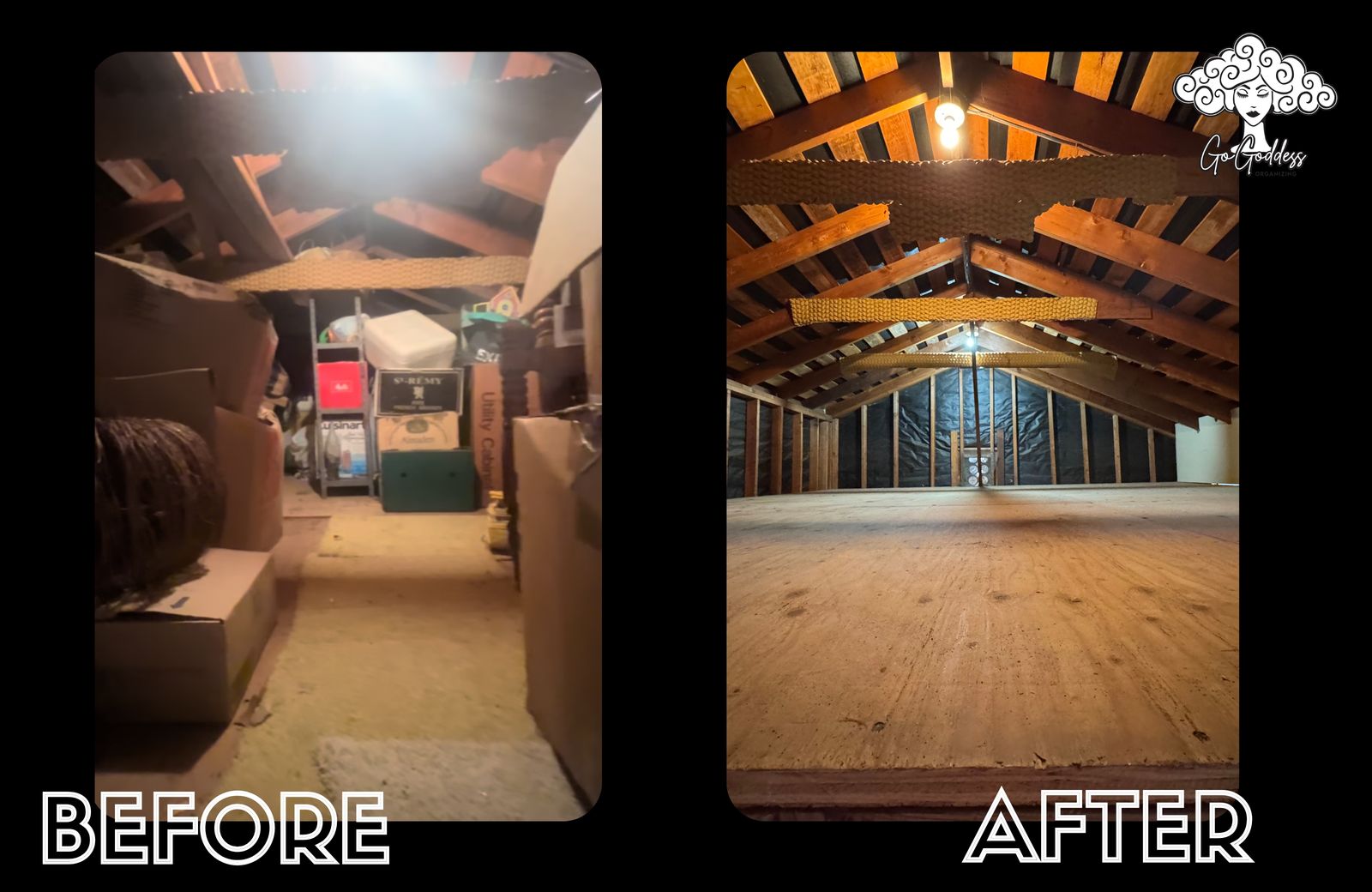 Attic before and after