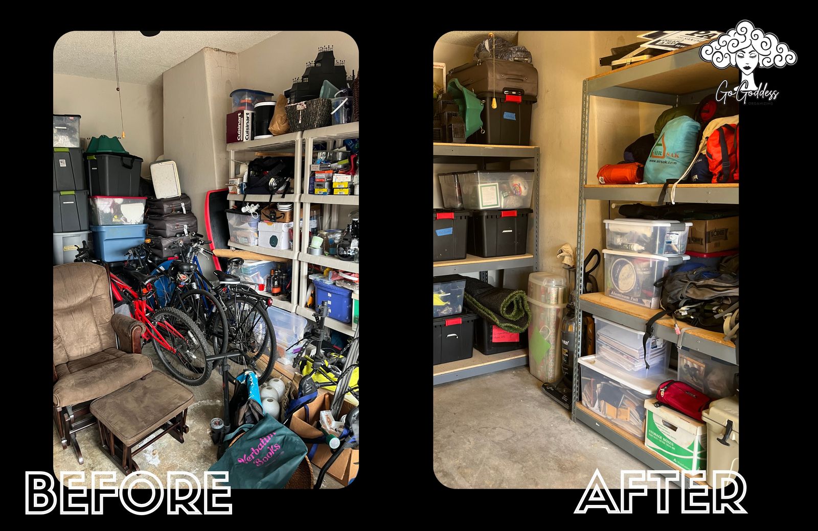 Garage storage before and after